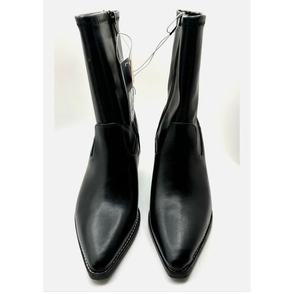 Nwt Aubree Black Faux Leather Ankle Boots Women’s Size 7.5 - Picture 3 of 5